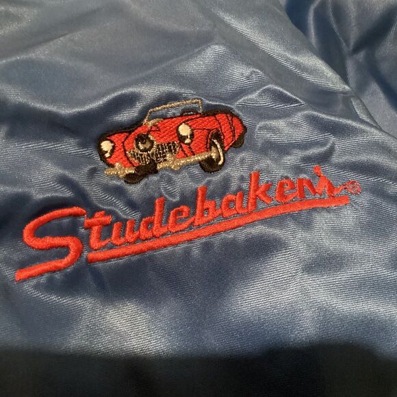 Vintage Chalk Line Studabaker's Atlanta GA Car Blue/Red Satin Jacket Sz Small - Picture 9 of 16